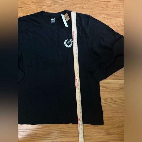 Victoria’s Secret PINK Tee Women’s XL Black Long Sleeve Campus Tshirt Casual New - Picture 5 of 5